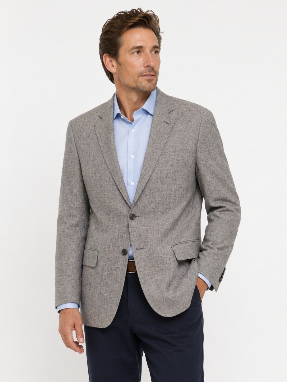 Jos A Bank Mens 50R Gray 100% Silk Blazer Sport Coat Classic Fit Jacket 2 Button